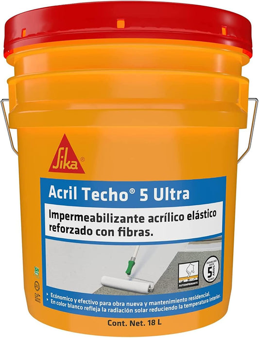 Acril Techo 5 Ultra Blanco Cubeta (18 L) SIKA ®