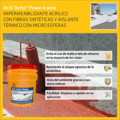 Acril Techo Power 4 años Blanco Cubeta ( 19 L ) SIKA ®