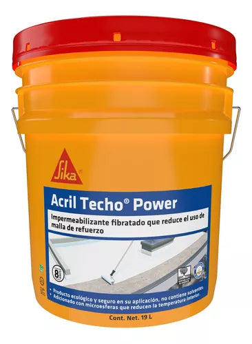 Acril Techo Power 8 años Rojo Cubeta ( 19 L ) SIKA ®